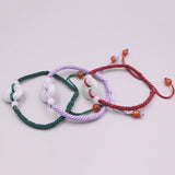 Natural Jadeite Circle Cord Bracelet 6.3inch Women Gift