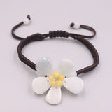 Natural Jadeite Beauty Flower Bracelet with Red Cord, 6.3inch