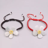 Natural Jadeite Beauty Flower Bracelet with Red Cord, 6.3inch
