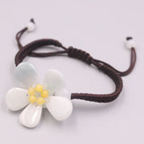 Natural Jadeite Beauty Flower Bracelet with Red Cord, 6.3inch