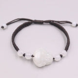 Natural Jadeite Luck Bless Buddha Red Cord Bracelet 6.3in
