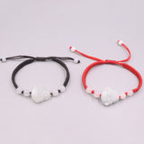 Natural Jadeite Luck Bless Buddha Red Cord Bracelet 6.3in