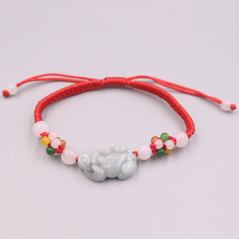 Jadeite Pixiu Bracelet 6.3inch Women Gift