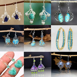 Arrival Natural Stone Retro Feather Leaf Earrings European Women Heart Pearl