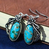 Arrival Natural Stone Retro Feather Leaf Earrings European Women Heart Pearl