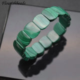 Natural Malachite Rectangle Bead Bracelet