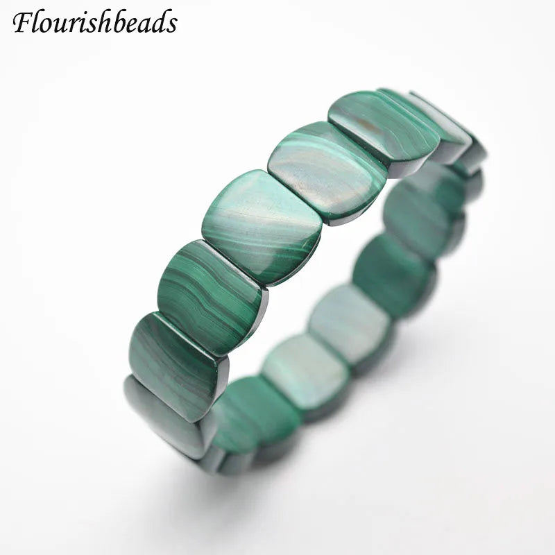 Natural Malachite Rectangle Bead Bracelet