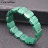 Natural Malachite Rectangle Bead Bracelet