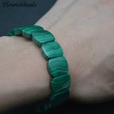 Natural Malachite Rectangle Bead Bracelet