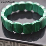 Natural Malachite Rectangle Bead Bracelet