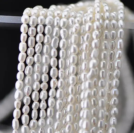 Freshwater Pearl Loose Beads Rice 3x4mm Full Strand DIY Gift Jewelry
