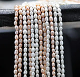 Freshwater Pearl Loose Beads Rice 3x4mm Full Strand DIY Gift Jewelry