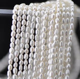 Freshwater Pearl Loose Beads Rice 3x4mm Full Strand DIY Gift Jewelry