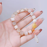 Chalcedony Gourd Light Pink Cherry Agate/Citrine Beaded Bracelets