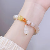 Chalcedony Gourd Light Pink Cherry Agate/Citrine Beaded Bracelets