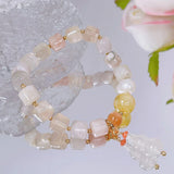 Chalcedony Gourd Light Pink Cherry Agate/Citrine Beaded Bracelets