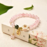 Arrival Jade Flower Hetian Jade 8mm Rose Quartz Bracelet
