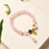 Arrival Jade Flower Hetian Jade 8mm Rose Quartz Bracelet