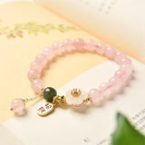 Arrival Jade Flower Hetian Jade 8mm Rose Quartz Bracelet