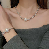 Punk O-chain Pearl Pendant Necklace for Women