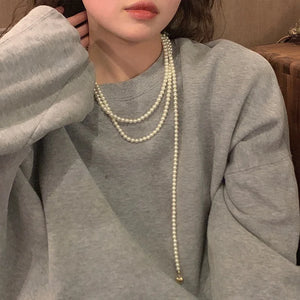 Punk O-chain Pearl Pendant Necklace for Women