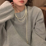 Punk O-chain Pearl Pendant Necklace for Women