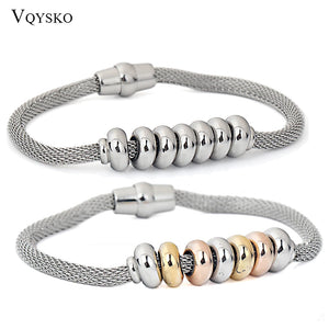 Stainless Steel Beads Net Chain Bracelet Charm Jewelry