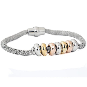 Stainless Steel Beads Net Chain Bracelet Charm Jewelry