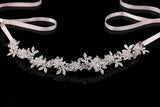 Noble Crystal Bridal Headpiece with Satin Ribbon