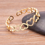 Zircon Heart Hollow Bracelet for Couples Wedding