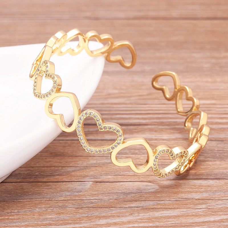 Zircon Heart Hollow Bracelet for Couples Wedding