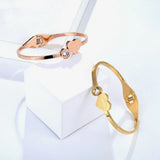 Adjustable Crystal & Peach Heart Bracelet Stainless Steel Jewelry