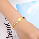 Adjustable Crystal & Peach Heart Bracelet Stainless Steel Jewelry