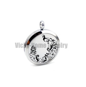 Peacock Aromatherapy Diffuser Locket Necklace Stainless Steel