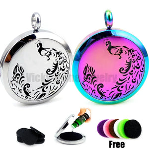 Peacock Aromatherapy Diffuser Locket Necklace Stainless Steel