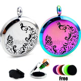 Peacock Aromatherapy Diffuser Locket Necklace Stainless Steel
