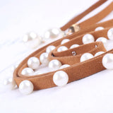 Arrival Women's Pearl Belt for Dress Fine Decorative Korea Knotted Leather Chain