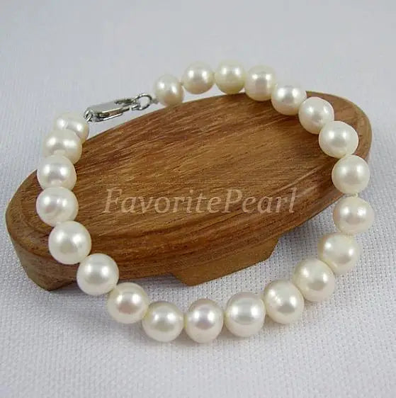 Natural Freshwater Pearl Bracelet AA 7-8mm Round Fine Jewelry Women Gift