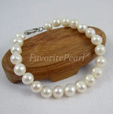 Natural Freshwater Pearl Bracelet AA 7-8mm Round Fine Jewelry Women Gift