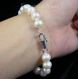 Natural Freshwater Pearl Bracelet AA 7-8mm Round Fine Jewelry Women Gift