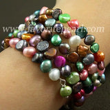 Rainbow Natural Freshwater Pearl Bracelet Bangle