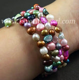 Rainbow Natural Freshwater Pearl Bracelet Bangle