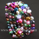 Rainbow Natural Freshwater Pearl Bracelet Bangle