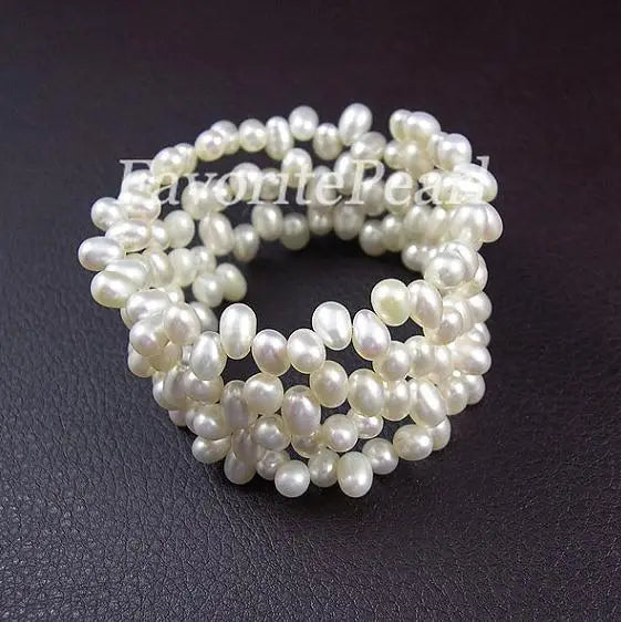 Triple Row Freshwater Pearl Wrap Bracelet 7-8 inches
