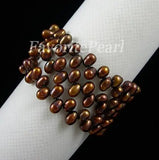 Brown Freshwater Pearl Wrap Bracelet for Women