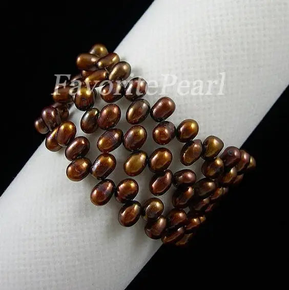 Brown Freshwater Pearl Wrap Bracelet for Women