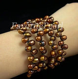 Brown Freshwater Pearl Wrap Bracelet for Women