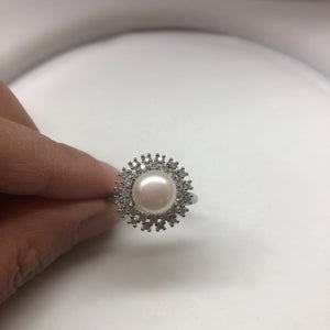 Adjustable Silver Pearl Ring Mountings Findings Charm Jewelry Fittings