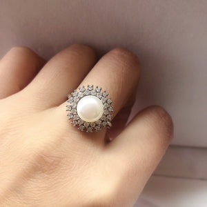 Adjustable Silver Pearl Ring Mountings Findings Charm Jewelry Fittings