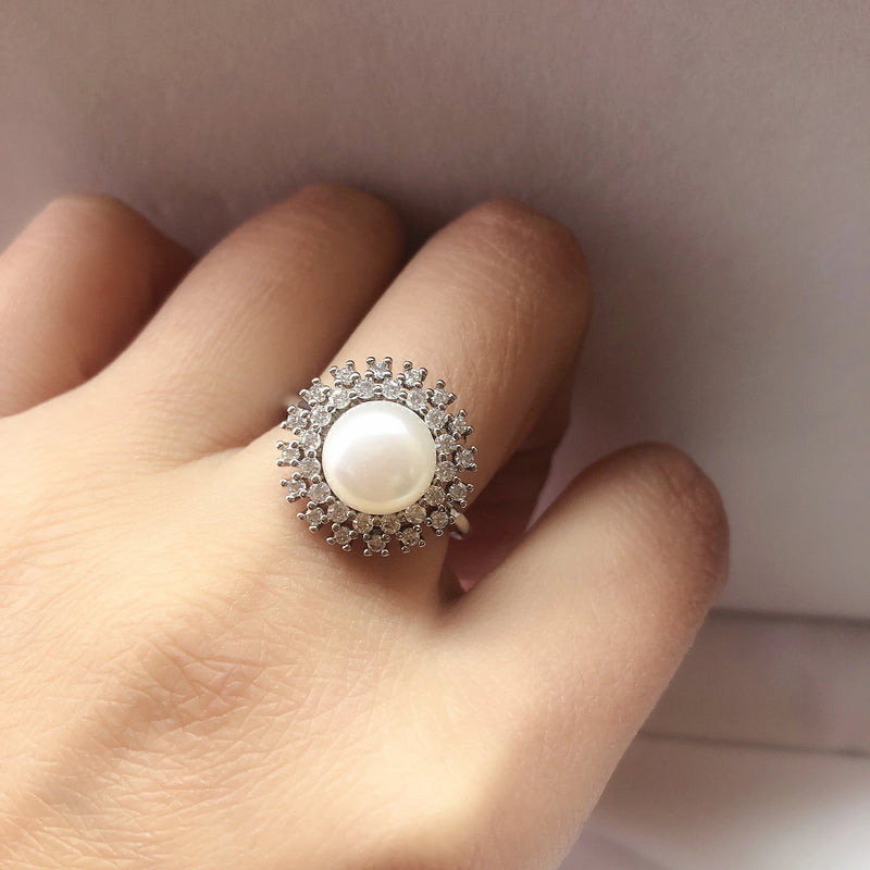 Adjustable Silver Pearl Ring Mountings Findings Charm Jewelry Fittings